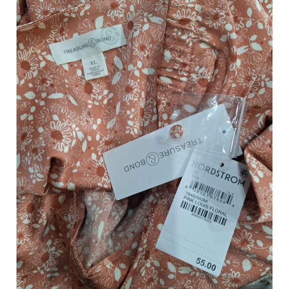 NWT Treasure & Bond Pink Louis Floral Sleeveless coop Neck Button-top Blouse/XL - Picture 6 of 8